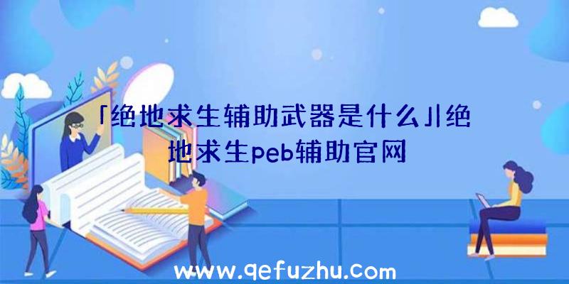 「绝地求生辅助武器是什么」|绝地求生peb辅助官网